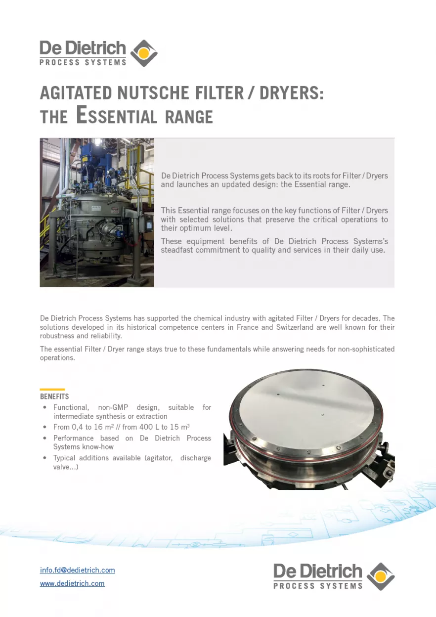 Agitated Nutsche Filter / Dryers: The Essential Range