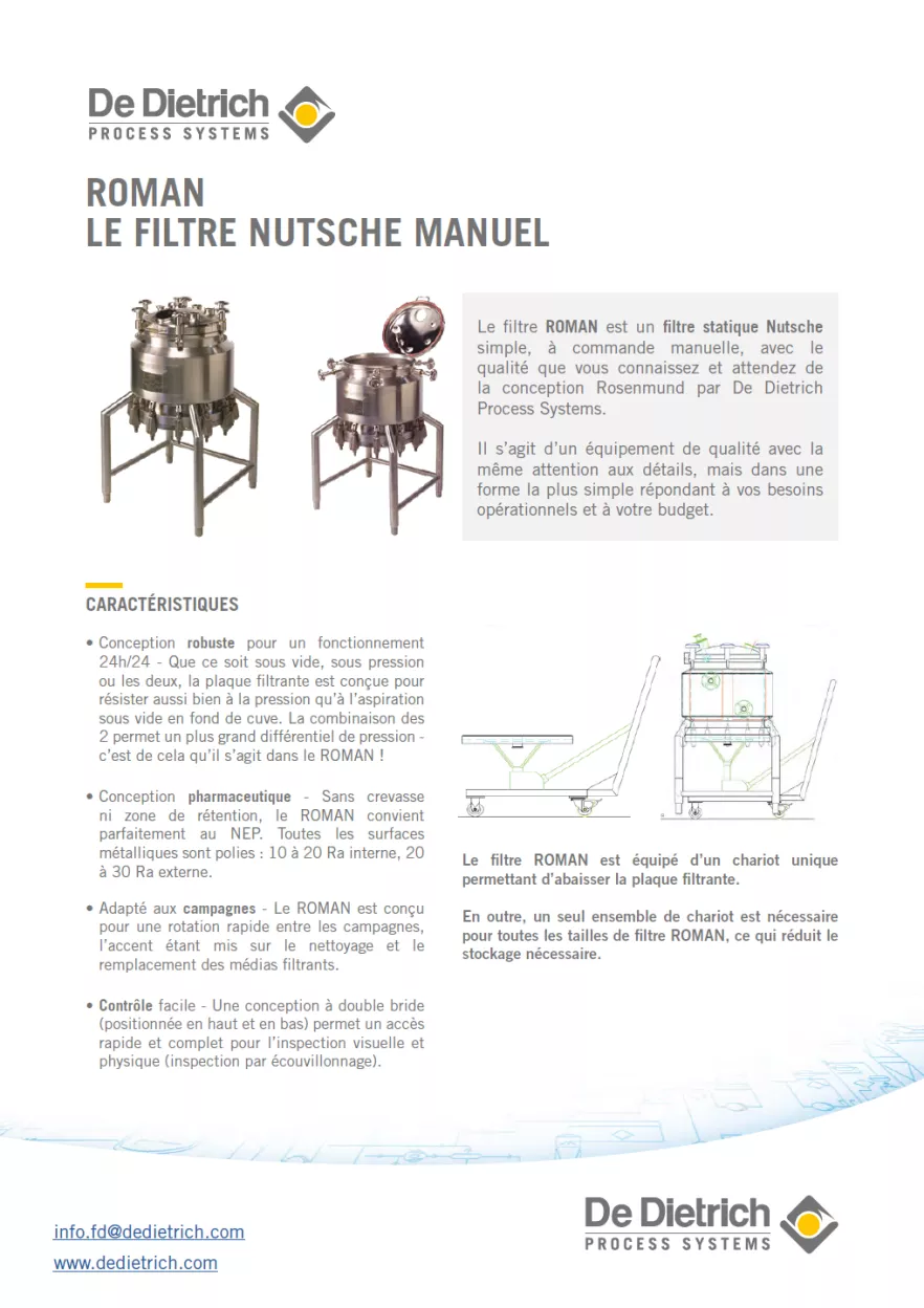 Roman : le filtre nutsche manuel