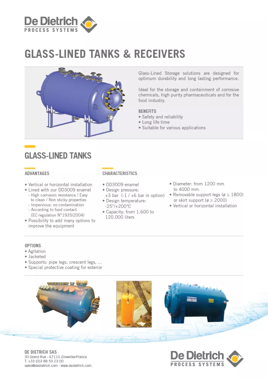 Glass-Lined Tanks & Receivers flyers